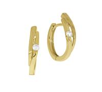 Paar Creolen CELESTA "375/- Gelbgold teilmattiert", gold (gelb, weiß), Ohrringe, Damen, one-size, Gold (52917452-0) gelb, weiß