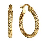 Paar Creolen CELESTA "375 Gold strukturiert", gelb, Ohrringe, Damen, one-size, Gold (42198704-0) gelb