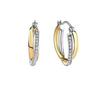 Paar Creolen CELESTA "925 Silber 2farbig mit Zirkoniasteinen", bunt (mehrfarbig), Ohrringe, Damen, one-size, Silber 925 (Sterlingsilber) (57218844-0) mehrfarbig