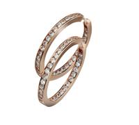 Paar Creolen CELESTA "925 Sterling Silber rosévergoldet Zirkonia", rot (rot, weiß), Ohrringe, Damen, one-size, Silber 925 (Sterlingsilber) (760210-0) rot, weiß