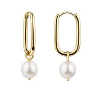 Paar Creolen CELESTA "925 Sterling Silber vergoldet Perle", gold (gelb), Ohrringe, Damen, one-size, Silber 925 (Sterlingsilber) (53408925-0) gelb