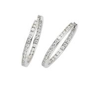 Celesta Silber Klappcreolen 925/- Sterling Silber 3,2cm weiß Zirkonia weiß 273210198L