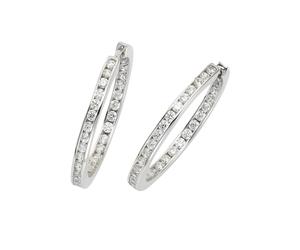 Paar Creolen CELESTA "925 Sterling Silber Zirkonia weiß", weiß (weiß, weiß), Ohrringe, Damen, one-size, Silber 925 (Sterlingsilber) (430102-0) weiß, weiß