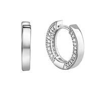 Paar Creolen CELESTA "925 Silber mit weißen Zirkoniasteinen" Ohrringe Gr. ONE-SIZE, Silber 925 (Sterlingsilber), silberfarben (silbergrau, weiß) Damen Creolen (73599361-0)