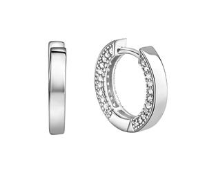 Paar Creolen CELESTA "Silber 925 rhodiniert mit 88 weißen Zirkonia-Steinen", silber (silbergrau, weiß), Ohrringe, Damen, one-size, Silber 925 (Sterlingsilber) (73599361-0) silbergrau, weiß