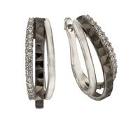 Paar Creolen CELESTA "Silber 925 rhodiniert mit Zirkonia weiß", schwarz-weiß (weiß, schwarz, weiß), Ohrringe, Damen, one-size, Silber 925 (Sterlingsilber) (71061652-0) weiß, schwarz, weiß