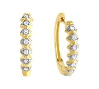 Paar Creolen DIAMONDS BY ELLEN K. "Gold 375 zweifarbig mit 14x Diamant zus. 0,10ct.", gelb (gelb, weiß), Ohrringe, Damen, one-size, 0,1 P3 = leicht erkennbare Einschlüsse, Gold (38603852-0) gelb, weiß