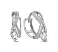 Paar Creolen DKENIZ "925 Silber rhodiniert X-Creole mit Zirkonia", silber (silber, weiß), Ohrringe, Damen, one-size, Silber 925 (Sterlingsilber), Paar Creolen (89272236-0)