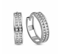Paar Creolen DKENIZ "925/- Sterling Silber Pave", silber (silber, weiß), Ohrringe, Damen, one-size, Silber 925 (Sterlingsilber) (88798510-0) silber, weiß