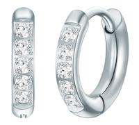 Paar Creolen EASTSIDE "Set: ES469", silber, weiß, Ohrringe, Damen, 11,8,mit Zirkonia, Edelstahl, aus Edelstahl (40210220-0) silber, weiß