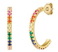 Paar Creolen EASTSIDE "Set: SC258", gelb (gelbgold, rosa), Ohrringe, Damen, 22,3,mit Zirkonia, Edelstahl, aus Edelstahl (29204848-0) gelbgold, rosa