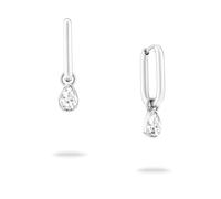 Paar Creolen ECHTZEIT "Schmuck Geschenk Edelstahl Ohrringe Like Diamonds Tropfen", silber (silberfarben, kristallweiß, kristallweiß), Ohrringe, Damen, Edelstahl, mit Zirkonia (synth.) - Einhänger abne
