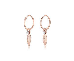 Paar Creolen ELLI "Creole Feder Einhänger 925 Silber, mit Kristallen von Swarovski", rosa (rosegold), Ohrringe, Damen, onesize,mit Steinen, Silber 925 (Sterlingsilber) (53026168-0) rosegold