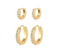 Paar Creolen ELLI "Creolen 2er Set 925 Silber, mit Kristallen von Swarovski", gold, Ohrringe, Damen, onesize,mit Steinen, Silber 925 (Sterlingsilber) (22226559-0) gold