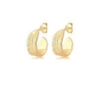 Paar Creolen ELLI "Creolen Hänger Feder Festival Trend 925er Silber", gold, Ohrringe, Damen, onesize, ohne Stein, Silber 925 (Sterlingsilber), Paar Creolen (51260629-0)