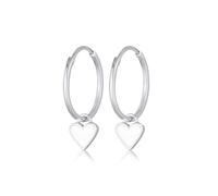 Paar Creolen ELLI "Creolen Hänger Herzen Emaille Weiß 925 Silber", silber, Ohrringe, Damen, onesize, ohne Stein, Silber 925 (Sterlingsilber), Paar Creolen (17791145-0)