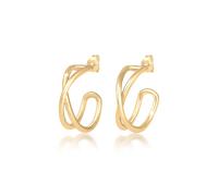 Paar Creolen ELLI "Creolen Hänger Kreuz Knoten Geo Basic 925 Silber", gold, Ohrringe, Damen, onesize, ohne Stein, Silber 925 (Sterlingsilber), Paar Creolen (41466648-0)