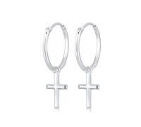 Paar Creolen ELLI "Creolen Hänger Kreuz Religion 925 Silber", silber, Ohrringe, Damen, onesize, ohne Stein, Silber 925 (Sterlingsilber) (67440635-0) silber