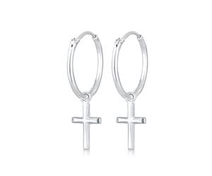 Paar Creolen ELLI "Creolen Hänger Kreuz Religion 925 Silber", silber, Ohrringe, Damen, onesize, ohne Stein, Silber 925 (Sterlingsilber) (67440635-0) silber
