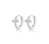 Paar Creolen ELLI "Creolen Kreuz Glaube Religion 925 Silber", silber, Ohrringe, Damen, onesize, ohne Stein, Silber 925 (Sterlingsilber), Paar Creolen (93792156-0)