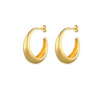 Elli Paar Creolen »Creolen Hänger Chunky Hoops Basic Cool 925 Silber«, goldfarben