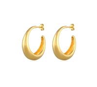 Elli Paar Creolen »Creolen Hänger Chunky Hoops Basic Cool 925 Silber«, goldfarben