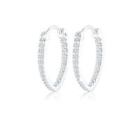 Paar Creolen ELLI "Creolen Oval Zirkonia Weiß 925 Sterling Silber", silber, Ohrringe, Damen, onesize,mit Steinen, Silber 925 (Sterlingsilber) (027002-0) silber