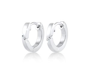 Paar Creolen ELLI DIAMONDS "Ohrringe Creolen Basic Diamant (0.03 ct.) 925 Silber", weiß, Ohrringe, Damen, Silber 925 (Sterlingsilber) (54654836-0) weiß