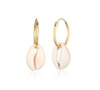 Paar Creolen ELLI "Ohrringe Creole Kauri Muschel Maritim 925 Silber" Gr. 35, gold, Ohrringe, Damen, 35, ohne Stein, Silber 925 (Sterlingsilber) (66049540-35) gold
