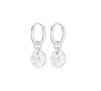 Paar Creolen ELLI "Ohrringe Creolen Coin Plättchen Struktur 925 Silber" Gr. 20, silber, Ohrringe, Damen, 20, ohne Stein, Silber 925 (Sterlingsilber) (54787916-20) silber