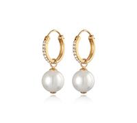 Paar Creolen ELLI "Ohrringe Creolen Muschelkernperlen Kristalle 925 Silber" Gr. 34, gold, Ohrringe, Damen, 34, ohne Stein, Silber 925 (Sterlingsilber) (85866812-34) gold
