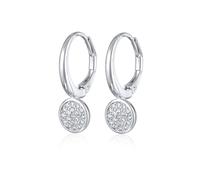 Paar Creolen ELLI "Ohrringe Ohrhänger Plättchen Kristalle Anhänger Silberfarben", silber, Ohrringe, Damen, mit Stein, Messing (54956242-0) silber