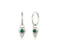Paar Creolen ELLI PREMIUM "Ohrringe Creolen Anhänger Zirkonia Synthetischer Smaragd Grün 925 Sterling Silber" Gr. 26, silber, Ohrringe, Damen, 26, Silber 925 (Sterlingsilber) (36132041-26) silber