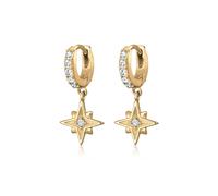 Paar Creolen ELLI "Stern Weiß 925 Sterling Silber, mit Kristallen von Swarovski", weiß (gold, weiß), Ohrringe, Damen, onesize,mit Steinen, Silber 925 (Sterlingsilber) (93339832-0) gold, weiß