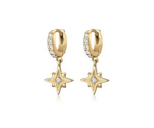 Paar Creolen ELLI "Stern Weiß 925 Sterling Silber, mit Kristallen von Swarovski", weiß (gold, weiß), Ohrringe, Damen, onesize,mit Steinen, Silber 925 (Sterlingsilber) (93339832-0) gold, weiß