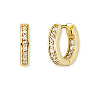 Paar Creolen ENGELSRUFER "Emma", gold (gelbgoldfarben, kristallweiß, kristallweiß), Ohrringe, Damen, 13mm, Silber 925 (Sterlingsilber), mit Zirkonia (synth.) (72360257-0) gelbgoldfarben, kristallweiß,