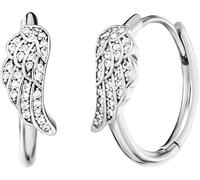 Paar Creolen ENGELSRUFER "Flügel", silber (silberfarben, kristallweiß, kristallweiß), Ohrringe, Damen, 16mm, Silber 925 (Sterlingsilber), Made in Germany - mit Zirkonia (synth.) (75574300-0) silberfar