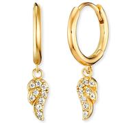 Paar Creolen ENGELSRUFER "Flying Wings", gold (gelbgoldfarben, kristallweiß, kristallweiß), Ohrringe, Damen, 14mm, Silber 925 (Sterlingsilber), mit Zirkonia (synth.) (62965957-0) gelbgoldfarben, krist