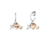 Paar Creolen ENGELSRUFER "GLAUBE LIEBE UND HOFFNUNG TRICOLOR", rosa (silberfarben, roségoldfarben, gelbgoldfarben), Ohrringe, Damen, 12mm, Silber 925 (Sterlingsilber) (59546143-0) silberfarben, roségo