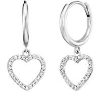 Paar Creolen ENGELSRUFER "Herz", silber (silberfarben, kristallweiß, kristallweiß), Ohrringe, Damen, Silber 925 (Sterlingsilber), Paar Creolen, Made in Germany - mit Zirkonia (synth.) (99508816-0)