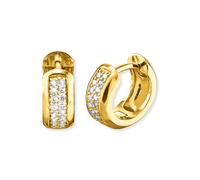 Engelsrufer Damen Creole Anna aus vergoldetem Sterling Silber - besetzt mit 38 Zirkonia Steinen - Clipverschluss - nickelfrei - 13mm