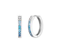 Paar Creolen ENGELSRUFER "Ocean Shade" Gr. 21, silber (silberfarben, kristallweiß, aquablau, blau, hellblau, kristallweiß, aquablau, blau, hellblau), Ohrringe, Damen, 21, Silber 925 (Sterlingsilber), 