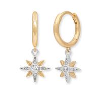 Paar Creolen ENGELSRUFER "Twinkle twinkle little Star Stern", gelb (gelbgoldfarben, silberfarben, kristallweiß, kristallweiß), Ohrringe, Damen, 14mm, Silber 925 (Sterlingsilber), mit Zirkonia (synth.)