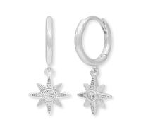 Paar Creolen ENGELSRUFER "Twinkle twinkle little Star Stern", silber (silberfarben, kristallweiß, kristallweiß), Ohrringe, Damen, 14mm, Silber 925 (Sterlingsilber), mit Zirkonia (synth.) (91123721-0) 