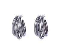 Paar Creolen FIRETTI "mehrreihige Optik", grau (metallfarben), Ohrringe, Damen, 30mm, Metall (61026729-0) metallfarben