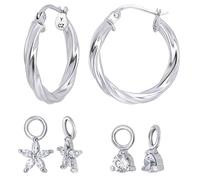 Paar Creolen FIRETTI "Multipack Schmuck Geschenk Silber 925 Ohrschmuck Ohrringe Charm", silber (silberfarben, kristallweiß, kristallweiß), Ohrringe, Damen, 20mm, Silber 925 (Sterlingsilber), mit Zirko