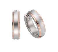 Paar Creolen FIRETTI "Schmuck Geschenk Basic in Bicolor-Optik, Ø ca. 15,0 mm", rosa (edelstahlfarben, roségoldfarben), Ohrringe, Damen, 15mm, Edelstahl (542908-0) edelstahlfarben, roségoldfarben