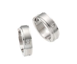 Paar Creolen FIRETTI "Schmuck Geschenk Basic, Matt/Glanz Optik", silber (edelstahlfarben, kristallweiß), Ohrringe, Damen, 15mm, Edelstahl, mit Zirkonia (synth.) (446403-0) edelstahlfarben, kristallwei