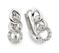 Paar Creolen FIRETTI "Schmuck, Geschenk, Creolen Silber rhodiniert, Panzerkettengliederung", silberfarben, kristallweiß, kristallweiß, Ohrringe, Damen, Silber 925 (Sterlingsilber), mit Zirkonia (synth