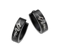 Paar Creolen FIRETTI "Schmuck Geschenk Drache", silber (schwarz, silberfarben), Ohrringe, Herren, 13mm, Edelstahl (371649-0) schwarz, silberfarben